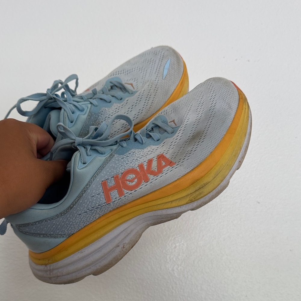 Hoka Women's Sky Blue and Orange Athletic Shoes
